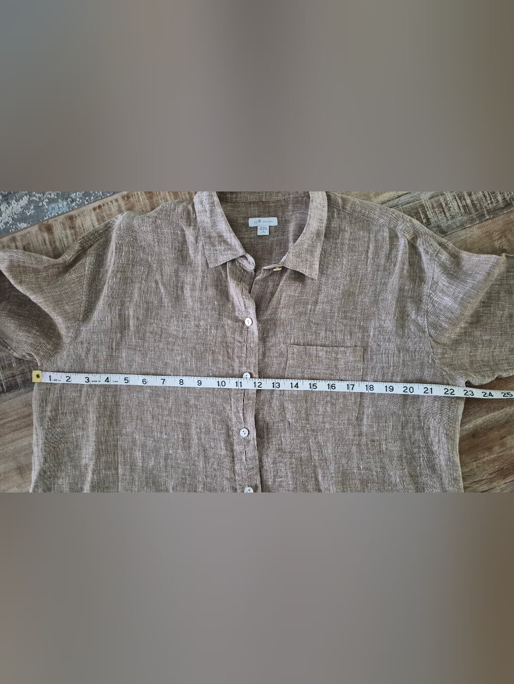 J. Jill Love Linen 100% Linen Button-Up Shirt M | Natural Beige Relaxed Blouse - Picture 8 of 9